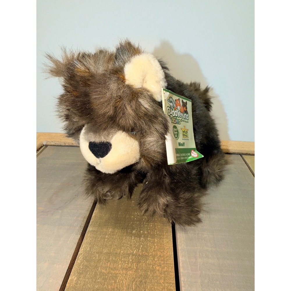 Wild Republic Cuddlekins Babies Wolf Plush Stuffed Animal Brown Grey NEW 8in